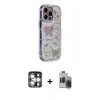 MARSİLYAN™- iPhone 15 Pro Max Kılıf Ahenk Modern Serisi - Siyah Vanessa Magic Hayalet Cam + PVD Metal Kamera Lens - GS