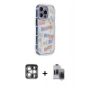 MARSİLYAN™- iPhone 15 Pro Max Kılıf Ahenk Modern Serisi - Siyah Vanessa Magic Hayalet Cam + PVD Metal Kamera Lens - GS