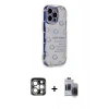 MARSİLYAN™- iPhone 15 Pro Max Kılıf Ahenk Modern Serisi - Siyah Vanessa Magic Hayalet Cam + PVD Metal Kamera Lens - GS