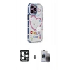 MARSİLYAN™- iPhone 15 Pro Max Kılıf Ahenk Modern Serisi - Siyah Vanessa Magic Hayalet Cam + Lacivert PVD Metal Kamera Lens