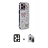 MARSİLYAN™- iPhone 15 Pro Max Kılıf Ahenk Modern Serisi - Siyah Vanessa Magic Hayalet Cam + Lacivert PVD Metal Kamera Lens
