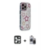 MARSİLYAN™- iPhone 15 Pro Max Kılıf Ahenk Modern Serisi - Siyah Vanessa Magic Hayalet Cam + Lacivert PVD Metal Kamera Lens