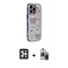 MARSİLYAN™- iPhone 15 Pro Max Kılıf Ahenk Modern Serisi - Siyah Vanessa Magic Hayalet Cam + PVD Metal Kamera Lens - GI