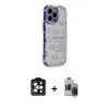MARSİLYAN™- iPhone 15 Pro Max Kılıf Ahenk Modern Serisi - Siyah Vanessa Magic Hayalet Cam + PVD Metal Kamera Lens - TU