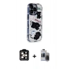 MARSİLYAN™- iPhone 15 Pro Max Kılıf Ahenk Modern Serisi - Siyah Vanessa Magic Hayalet Cam + PVD Metal Kamera Lens - TU