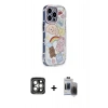 MARSİLYAN™- iPhone 15 Pro Max Kılıf Ahenk Modern Serisi - Siyah Vanessa Magic Hayalet Cam + PVD Metal Kamera Lens - GI