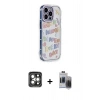 MARSİLYAN™- iPhone 15 Pro Max Kılıf Ahenk Modern Serisi - Siyah Vanessa Magic Hayalet Cam + PVD Metal Kamera Lens - GI