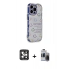 MARSİLYAN™- iPhone 15 Pro Max Kılıf Ahenk Modern Serisi - Siyah Vanessa Magic Hayalet Cam + PVD Metal Kamera Lens - GI