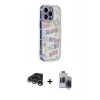 MARSİLYAN™- iPhone 15 Pro Max Kılıf Ahenk Modern Serisi - Siyah Vanessa Magic Hayalet Cam + Raze Metal Kamera Lens - GS