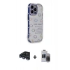 MARSİLYAN™- iPhone 15 Pro Max Kılıf Ahenk Modern Serisi - Siyah Vanessa Magic Hayalet Cam + Raze Metal Kamera Lens - LT