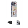 MARSİLYAN™- iPhone 15 Pro Max Kılıf Ahenk Modern Serisi - Siyah Vanessa Magic Hayalet Cam + Raze Metal Kamera Lens - SH