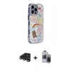 MARSİLYAN™- iPhone 15 Pro Max Kılıf Ahenk Modern Serisi - Siyah Vanessa Magic Hayalet Cam + Raze Metal Kamera Lens - TMGI
