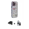 MARSİLYAN™- iPhone 15 Pro Max Kılıf Ahenk Modern Serisi - Siyah Vanessa Magic Hayalet Cam + Raze Metal Kamera Lens - GS