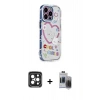 MARSİLYAN™- iPhone 15 Pro Max Kılıf Ahenk Modern Serisi - Siyah Vanessa Magic Hayalet Cam + Siyah PVD Metal Kamera Lens