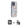 MARSİLYAN™- iPhone 15 Pro Max Kılıf Ahenk Modern Serisi - Siyah Vanessa Magic Hayalet Cam + Siyah PVD Metal Kamera Lens