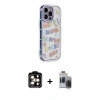 MARSİLYAN™- iPhone 15 Pro Max Kılıf Ahenk Modern Serisi - Siyah Vanessa Magic Hayalet Cam + PVD Metal Kamera Lens - TU