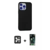 MARSİLYAN™- iPhone 15 Pro Max Kılıf Ahenk Serisi - Şeffaf 360 Full Body Arka Koruyucu + PVD Metal Kamera Lens - GI