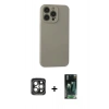 MARSİLYAN™- iPhone 15 Pro Max Kılıf Ahenk Serisi - Şeffaf 360 Full Body Arka Koruyucu + PVD Metal Kamera Lens - GI