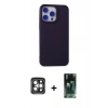 MARSİLYAN™- iPhone 15 Pro Max Kılıf Ahenk Serisi - Şeffaf 360 Full Body Arka Koruyucu + PVD Metal Kamera Lens - GI