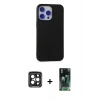 MARSİLYAN™- iPhone 15 Pro Max Kılıf Ahenk Serisi - Şeffaf 360 Full Body Arka Koruyucu + PVD Metal Kamera Lens - SH