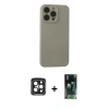 MARSİLYAN™- iPhone 15 Pro Max Kılıf Ahenk Serisi - Şeffaf 360 Full Body Arka Koruyucu + PVD Metal Kamera Lens - SH