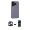 MARSİLYAN™- iPhone 15 Pro Max Kılıf Ahenk Serisi - Şeffaf 360 Full Body Arka Koruyucu + PVD Metal Kamera Lens - SH