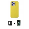 MARSİLYAN™- iPhone 15 Pro Max Kılıf Ahenk Serisi - Şeffaf 360 Full Body Arka Koruyucu + PVD Metal Kamera Lens - SH