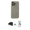 MARSİLYAN™- iPhone 15 Pro Max Kılıf Ahenk Serisi - Şeffaf Pasifik Cam Ekran Koruyucu + Raze Metal Kamera Lens - LT