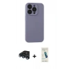 MARSİLYAN™- iPhone 15 Pro Max Kılıf Ahenk Serisi - Şeffaf Pasifik Cam Ekran Koruyucu + Raze Metal Kamera Lens - LT