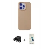 MARSİLYAN™- iPhone 15 Pro Max Kılıf Ahenk Serisi - Şeffaf Pasifik Cam Ekran Koruyucu + Siyah Raze Metal Kamera Lens