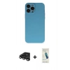 MARSİLYAN™- iPhone 15 Pro Max Kılıf Ahenk Serisi - Şeffaf Pasifik Cam Ekran Koruyucu + Raze Metal Kamera Lens - TMGI