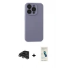 MARSİLYAN™- iPhone 15 Pro Max Kılıf Ahenk Serisi - Şeffaf Pasifik Cam Ekran Koruyucu + Raze Metal Kamera Lens - TMGI