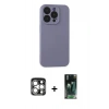 MARSİLYAN™- iPhone 15 Pro Max Kılıf Ahenk Serisi - Siyah 360 Mat Full Body Arka Koruyucu + PVD Metal Kamera Lens - GS