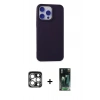MARSİLYAN™- iPhone 15 Pro Max Kılıf Ahenk Serisi - Siyah 360 Mat Full Body Arka Koruyucu + PVD Metal Kamera Lens - GS
