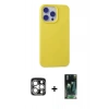 MARSİLYAN™- iPhone 15 Pro Max Kılıf Ahenk Serisi - Siyah 360 Mat Full Body Arka Koruyucu + PVD Metal Kamera Lens - GS