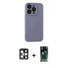 MARSİLYAN™- iPhone 15 Pro Max Kılıf Ahenk Serisi - Siyah 360 Mat Full Body Arka Koruyucu + PVD Metal Kamera Lens - LT