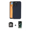 MARSİLYAN™- iPhone 15 Pro Max Kılıf Ahenk Serisi - Siyah 360 Mat Full Body Arka Koruyucu + Turuncu PVD Metal Kamera Lens