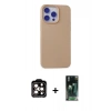 MARSİLYAN™- iPhone 15 Pro Max Kılıf Ahenk Serisi - Siyah 360 Mat Full Body Arka Koruyucu + Turuncu PVD Metal Kamera Lens