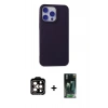 MARSİLYAN™- iPhone 15 Pro Max Kılıf Ahenk Serisi - Siyah 360 Mat Full Body Arka Koruyucu + Turuncu PVD Metal Kamera Lens