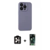 MARSİLYAN™- iPhone 15 Pro Max Kılıf Ahenk Serisi - Siyah 360 Mat Full Body Arka Koruyucu + Turuncu PVD Metal Kamera Lens