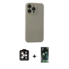 MARSİLYAN™- iPhone 15 Pro Max Kılıf Ahenk Serisi - Siyah 360 Mat Full Body Arka Koruyucu + Turuncu PVD Metal Kamera Lens