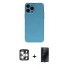 MARSİLYAN™- iPhone 15 Pro Max Kılıf Ahenk Serisi - Siyah 3D Antistatik Hayalet Cam Ekran Koruyucu + PVD Metal Kamera Lens - GS