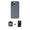 MARSİLYAN™- iPhone 15 Pro Max Kılıf Ahenk Serisi - Siyah 3D Antistatik Hayalet Cam Ekran Koruyucu + PVD Metal Kamera Lens - TU
