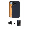 MARSİLYAN™- iPhone 15 Pro Max Kılıf Ahenk Serisi - Siyah 3D Antistatik Hayalet Cam Ekran Koruyucu + Raze Metal Kamera Lens - SH