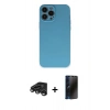MARSİLYAN™- iPhone 15 Pro Max Kılıf Ahenk Serisi - Siyah 3D Antistatik Hayalet Cam Ekran Koruyucu + Raze Metal Kamera Lens - TMGI