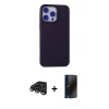 MARSİLYAN™- iPhone 15 Pro Max Kılıf Ahenk Serisi - Siyah 3D Antistatik Hayalet Cam Ekran Koruyucu + Raze Metal Kamera Lens - TMGI