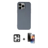 MARSİLYAN™- iPhone 15 Pro Max Kılıf Ahenk Serisi - Siyah 3D Antistatik Mat Seramik Nano Ekran Koruyucu + PVD Metal Kamera Lens - GS