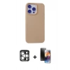 MARSİLYAN™- iPhone 15 Pro Max Kılıf Ahenk Serisi - Siyah 3D Antistatik Mat Seramik Nano Ekran Koruyucu + PVD Metal Kamera Lens - GS