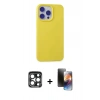 MARSİLYAN™- iPhone 15 Pro Max Kılıf Ahenk Serisi - Siyah 3D Antistatik Mat Seramik Nano Ekran Koruyucu + PVD Metal Kamera Lens - LT