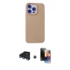 MARSİLYAN™- iPhone 15 Pro Max Kılıf Ahenk Serisi - Siyah 3D Antistatik Mat Seramik Nano Ekran Koruyucu + Lacivert Raze Metal Kamera Lens